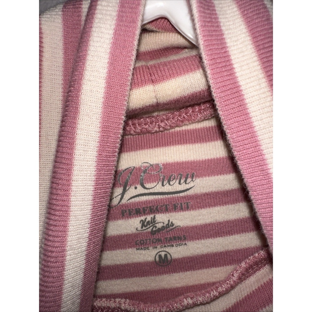 J.CREW Women's Striped Turtleneck T-Shirt Long Sleeve, 100% Cotton, Medium Pink - Picture 3 of 10